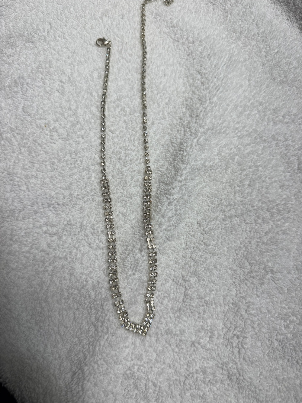 Silver Crystal V-Shaped Tennis Necklace - Women Jewelry